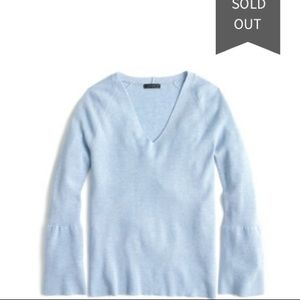 J. Crew Molly Bell Sleeve V-Neck Top-Light Blue